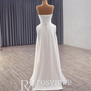 Sheath Wedding Dress Pink Formal Prom Party Gown with Ruffle - Rosymae