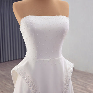 Sheath Wedding Dress Pink Formal Prom Party Gown with Ruffle - Rosymae