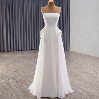 Sheath Wedding Dress Pink Formal Prom Party Gown with Ruffle - Rosymae