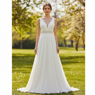 Sheath Chiffon Wedding Dresses with Sheer Bodice and Tank Top