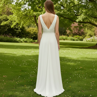 Sheath Chiffon Wedding Dresses with Sheer Bodice and Tank Top