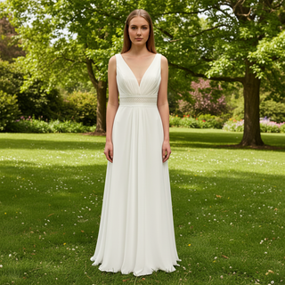 Sheath Chiffon Wedding Dresses with Sheer Bodice and Tank Top