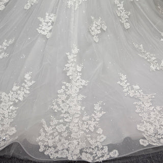 Elegant A Line Sheer Bodice Lace Appliqued Wedding Dress with Low Back