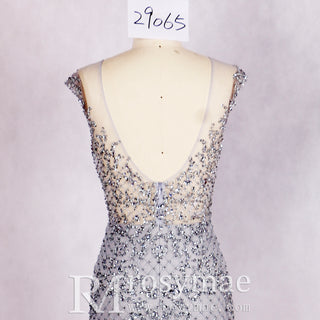 Sparkly Crystals Feather Prom Dresses Evening Gowns