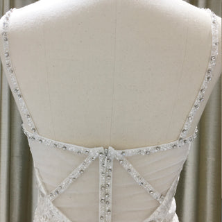 Floral Lace Mermaid-style Wedding Dress with spaghetti straps and Sweetheart Neck