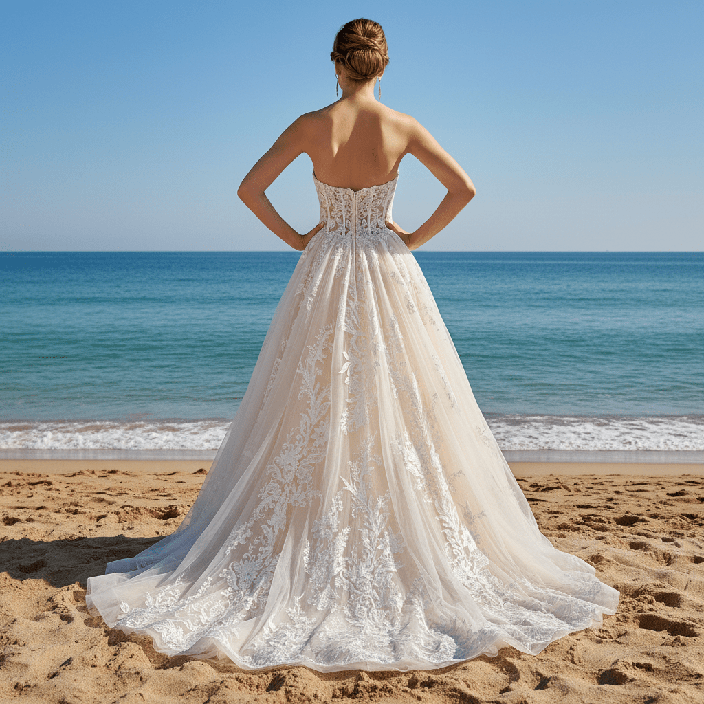 Sheer Bodice Sweetheart Neck Ball Gown Bridal Wedding Dresses - Rosymae