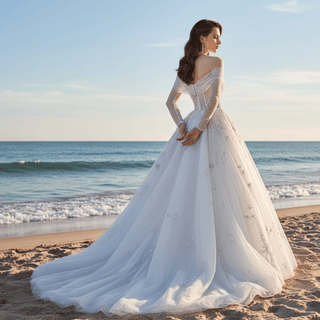 Sheer Formal Gown Party Dress with High Leg Slit - Rosymae