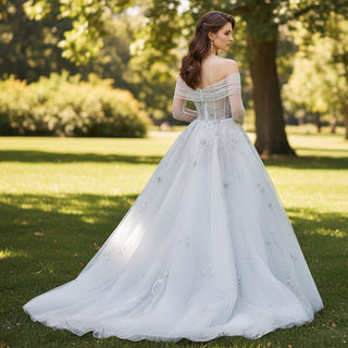 Sheer Formal Gown Party Dress with High Leg Slit - Rosymae