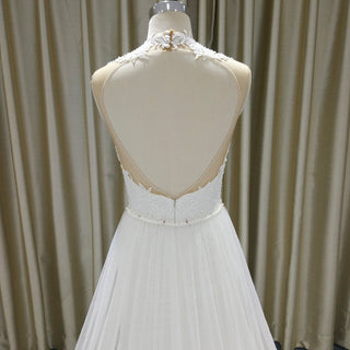 Sheer Illusion O-Neck Mermaid Wedding Dress with Detachable Tulle Train & Keyhole Back - Rosymae