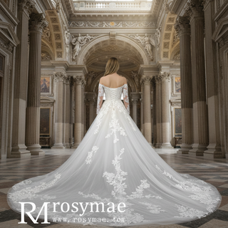 A-Line Long Sleeve Multi-Color Lace Wedding Dresses