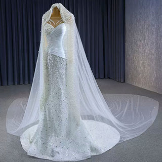 Sheer Long Sleeve Fit and Flare Wedding Dress - Rosymae