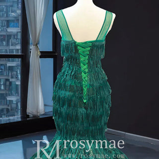 Sheer Sweetheart Mermaid Sequins Prom Dress With Tassel - Rosymae