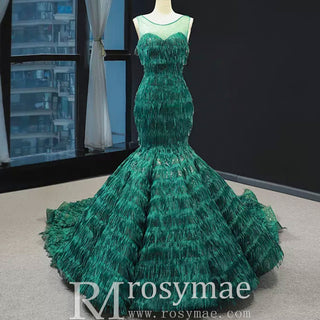 Sheer Sweetheart Mermaid Sequins Prom Dress With Tassel - Rosymae