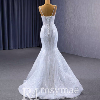 Shimmering Mermaid Wedding Dress with Detachable Train - Rosymae