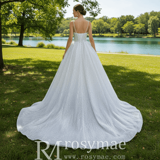 Shimmering Mermaid Wedding Dress with Detachable Train - Rosymae