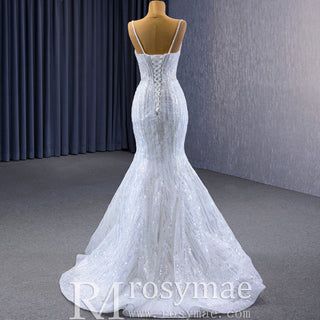 Shimmering Mermaid Wedding Dress with Detachable Train - Rosymae