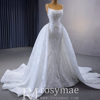 Shimmering Mermaid Wedding Dress with Detachable Train - Rosymae