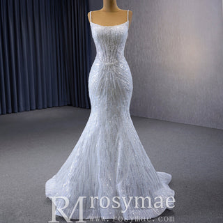 Shimmering Mermaid Wedding Dress with Detachable Train - Rosymae