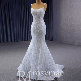 Shimmering Mermaid Wedding Dress with Detachable Train - Rosymae