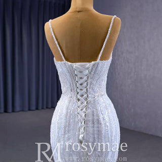 Shimmering Mermaid Wedding Dress with Detachable Train - Rosymae