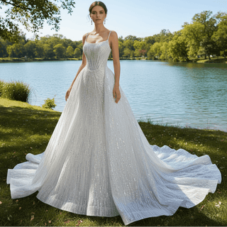 Shimmering Mermaid Wedding Dress with Detachable Train - Rosymae