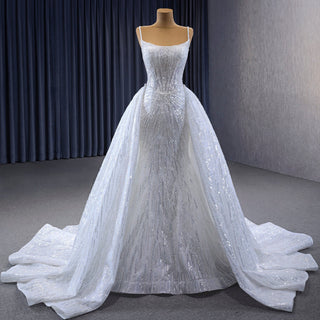 Shimmering Mermaid Wedding Dress with Detachable Train - Rosymae