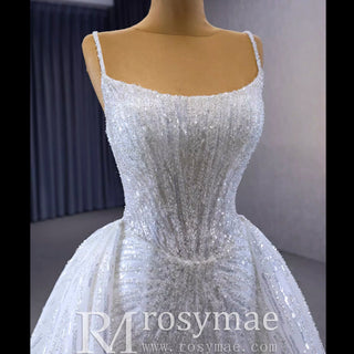 Shimmering Mermaid Wedding Dress with Detachable Train - Rosymae