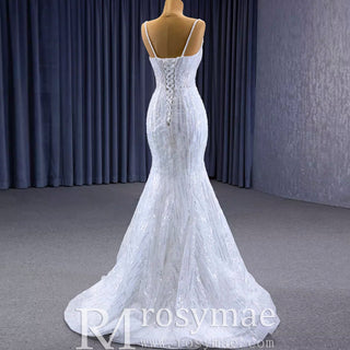 Shimmering Mermaid Wedding Dress with Detachable Train - Rosymae