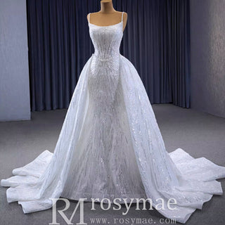 Shimmering Mermaid Wedding Dress with Detachable Train - Rosymae