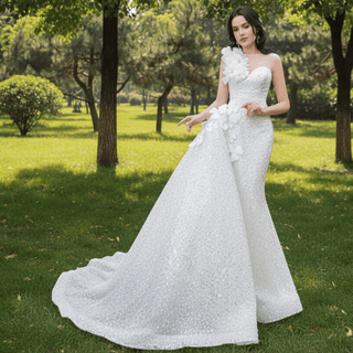 Shiny Beaded Mermaid Wedding Dress with Detachable Skirt - Rosymae