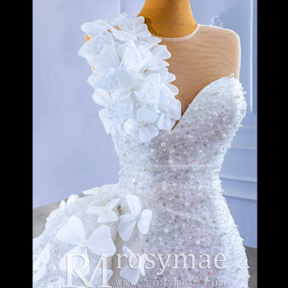 Shiny Beaded Mermaid Wedding Dress with Detachable Skirt - Rosymae