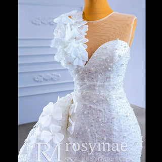 Shiny Beaded Mermaid Wedding Dress with Detachable Skirt - Rosymae