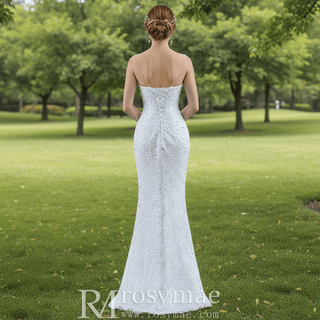 Shiny Beaded Mermaid Wedding Dress with Detachable Skirt - Rosymae