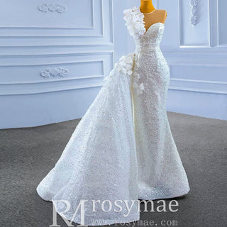 Shiny Beaded Mermaid Wedding Dress with Detachable Skirt - Rosymae