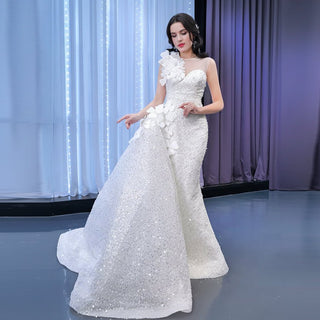 Shiny Beaded Mermaid Wedding Dress with Detachable Skirt - Rosymae
