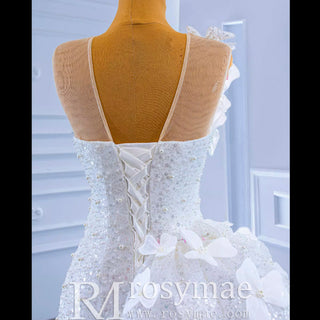 Shiny Beaded Mermaid Wedding Dress with Detachable Skirt - Rosymae