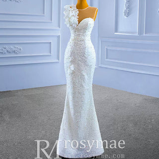 Shiny Beaded Mermaid Wedding Dress with Detachable Skirt - Rosymae