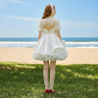 Fairytale Above the Knee Puffy Skirt Wedding Dress with Wrap