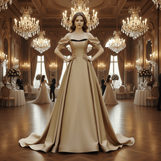 Short Sleeve Off Shoulder Coffee Satin Prom Dress Party Gown - Rosymae
