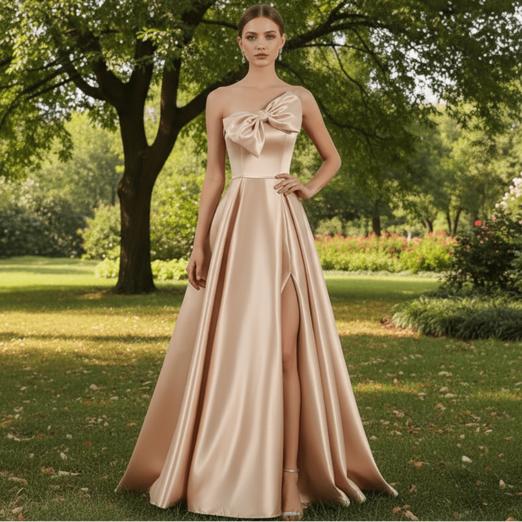 Simple A-line Red Bridal Gown Autumn Wedding Dress - Rosymae