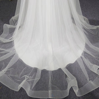 Simple A-line Tulle Lace Low Back Wedding Dress with Deep V-neck - Rosymae