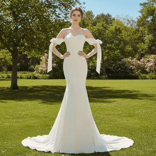 Simple Off the Shoulder Mermaid Wedding Dress - Rosymae