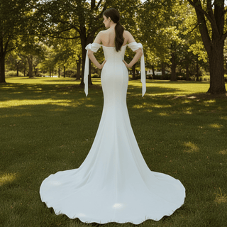 Simple Off the Shoulder Mermaid Wedding Dress - Rosymae