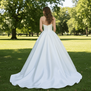 Simple Satin Princess Bridal Gowns Wedding Dress - Rosymae