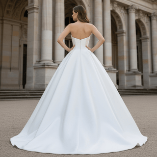 Simple Satin Princess Bridal Gowns Wedding Dress - Rosymae