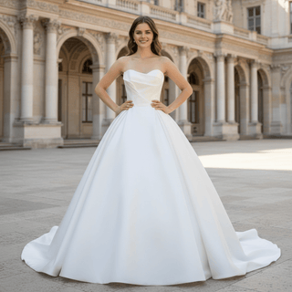 Simple Satin Princess Bridal Gowns Wedding Dress - Rosymae
