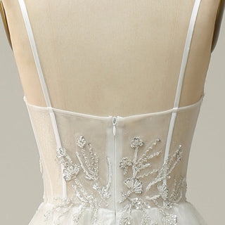 Simple Tulle A Line Women Spaghetti Straps Party Dress for Wedding - Rosymae