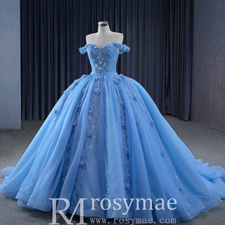 Sky Blue Quinceanera Dress Elegant Ball Gown Evening Party Dresses - Rosymae