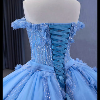 Sky Blue Quinceanera Dress Elegant Ball Gown Evening Party Dresses - Rosymae