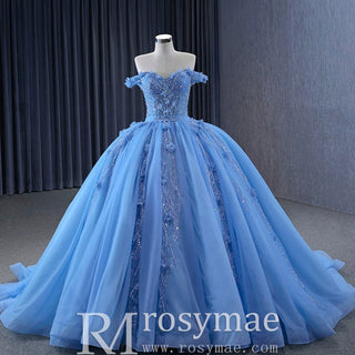 Sky Blue Quinceanera Dress Elegant Ball Gown Evening Party Dresses - Rosymae